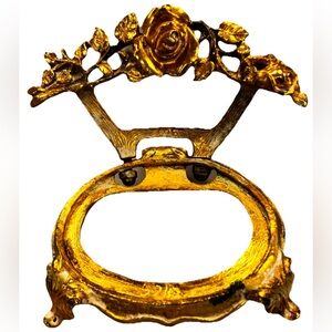 VINTAGE Gold Ornate Floral Accent Soap Dish Holder Elegant Cottagecore Romantic
